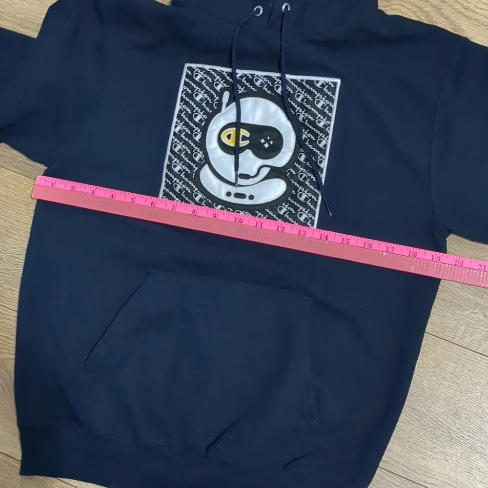 Champion Spacestation Gaming Hoodie Navy Blue Logo Unisex Size Small